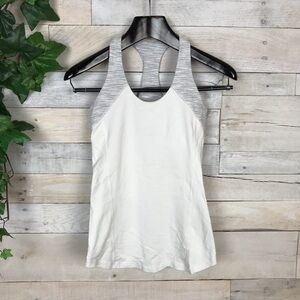 Lululemon White Gray Racerback Built In Tank Top Shirt 4